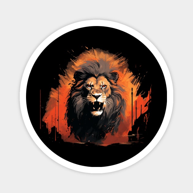 angry lion Magnet by piratesnow